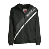Reebok Men’s Retro Windbreaker Jacket – Black with White Stripes