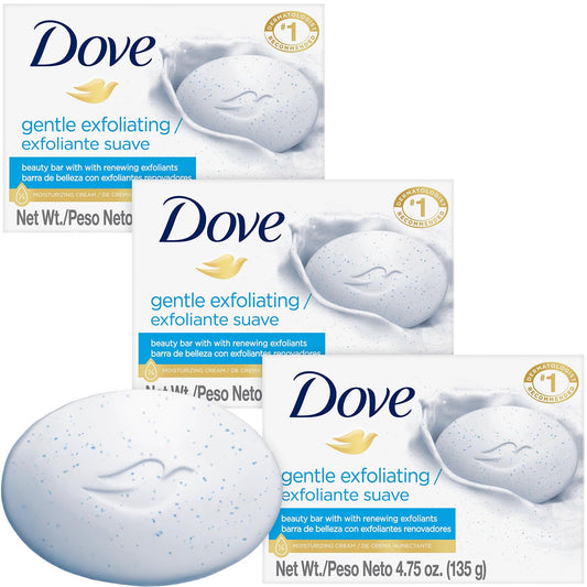 Dove Soap, Gentle Exfoliating Beauty Bar 3-Pack – 3-in-1